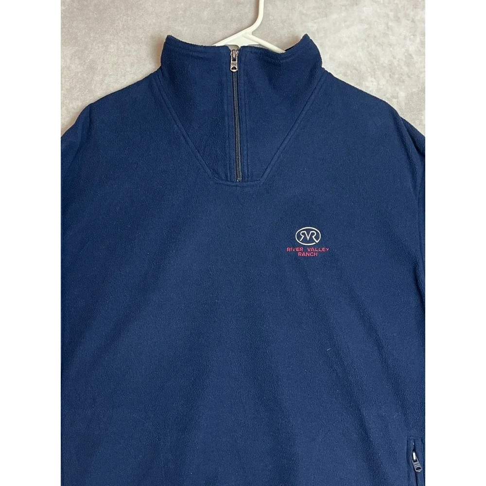 VINTAGE Polo Golf Ralph Lauren Fleece Sweater Mens Large Blue River Valley USA